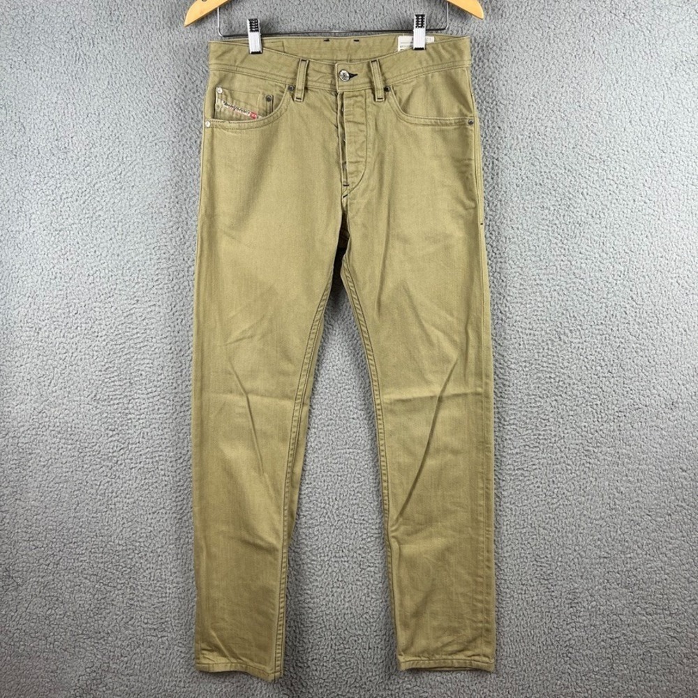 Diesel Jeans Braddom Men's 29x31 Regular Slim Carrot Fit Beige Tan Denim Button